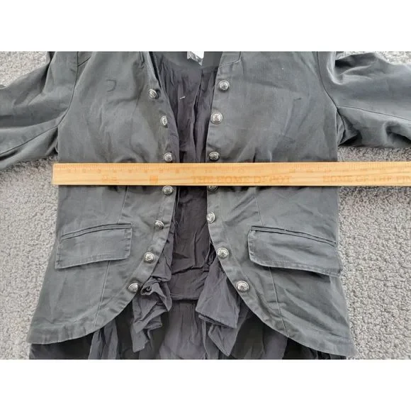 Free People Ruffles Romance Jacket Women's S Washed Black Flap Pockets Open L/S+ - Picture 5 of 15